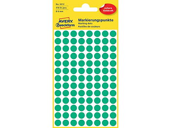 Färgkodningsprick AVERY Ø8mm grön 416/FP