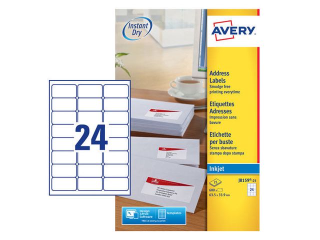 Etikett AVERY QuickDRY 63,5x33,9 600/FP - 4