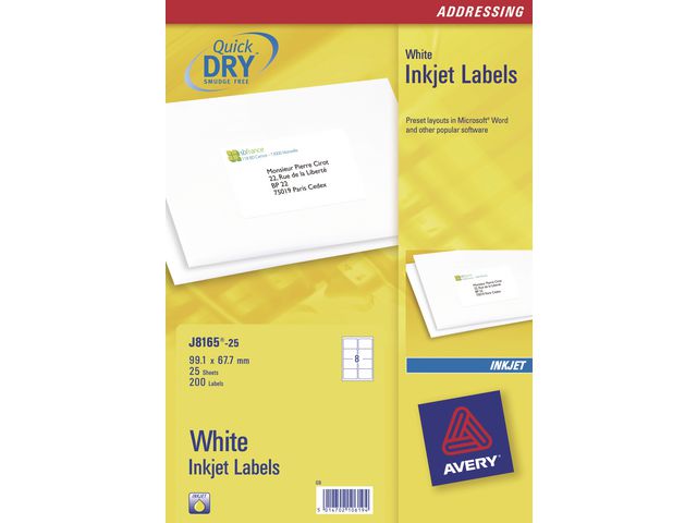 Etikett AVERY QuickDRY 99,1x67,7 200/FP - 3