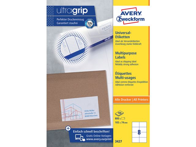 Etikett AVERY 105x74 mm 800/FP