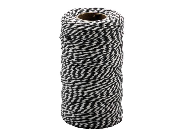 Bomullssnöre 100m x 2mm Svart/vit - 2