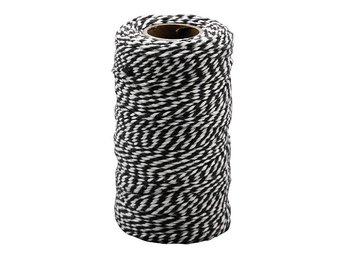 Bomullssnöre 100m x 2mm Svart/vit