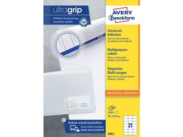 Etikett AVERY 70x42,3 mm 2100/FP