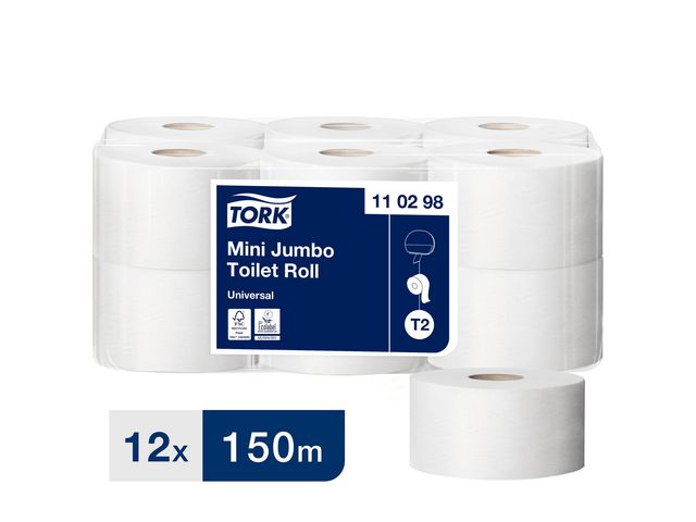 Toalettpapper TORK Mini Jumbo Uni T2 2-lag 12/fp