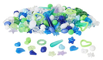 Plastpärlor mix blå/grön 1000/FP