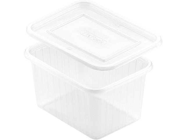 Plastform rektangulär 750ml med lock 50/fp