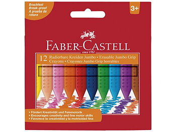 Plastkrita Faber Castell Jumbo trekantig 12 färger