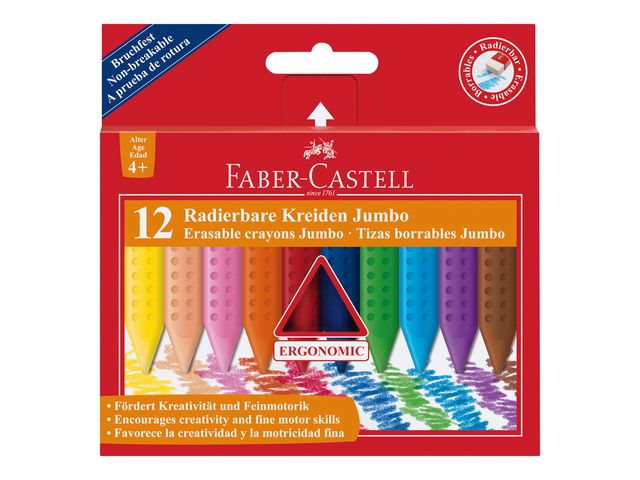 Plastkrita Faber Castell Jumbo trekantig 12 färger