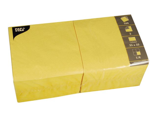 Servett 3-lags 33x33cm gul 250/FP - 2