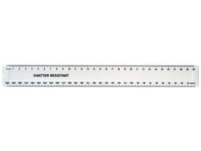 Linjal 30cm splitterfri vit 100/FP