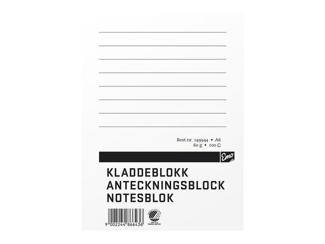 Anteckningsblock A6 100 blad linjerat TF - 2