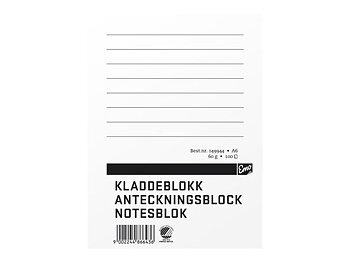 Anteckningsblock A6 100 blad linjerat TF