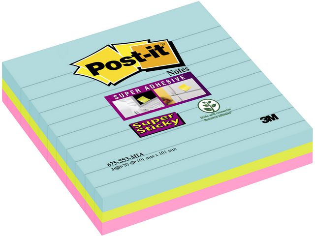 POST-IT Sup Stic Miami linj 101x101 3/FP