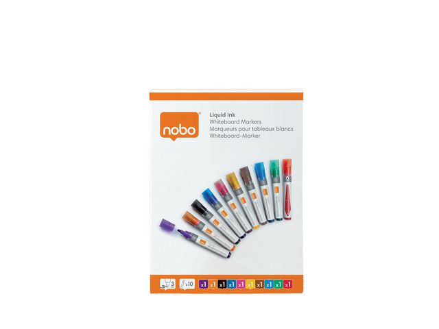 Whiteboardpenna NOBO Liq rund mix 10/fp - 4