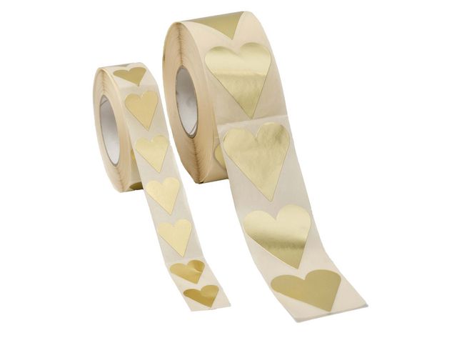Stickers hjärta guld 26x42 mm 1000/fp