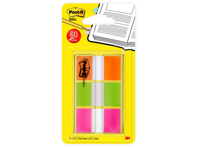 Index POST-IT Neon orange,lime grön,rosa