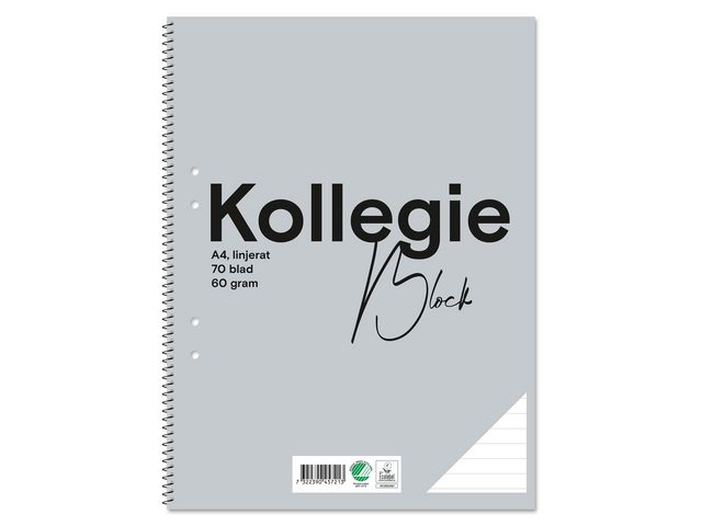 Kollegieblock A4 60g 70 blad linjerat 10/fp