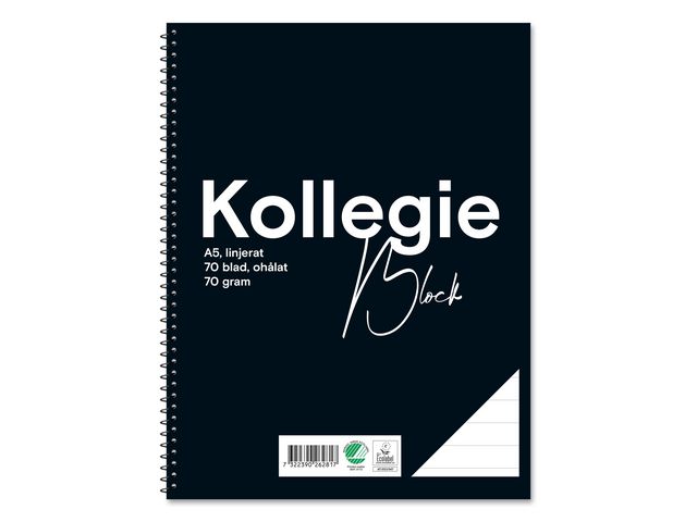 Kollegieblock A5 70 g linjerat ohålat
