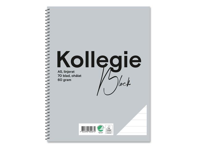 Kollegieblock A5 60 g linjerat ohålat