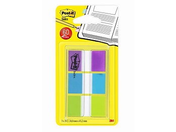 Index POST-IT 25x43mm lila turkos lime