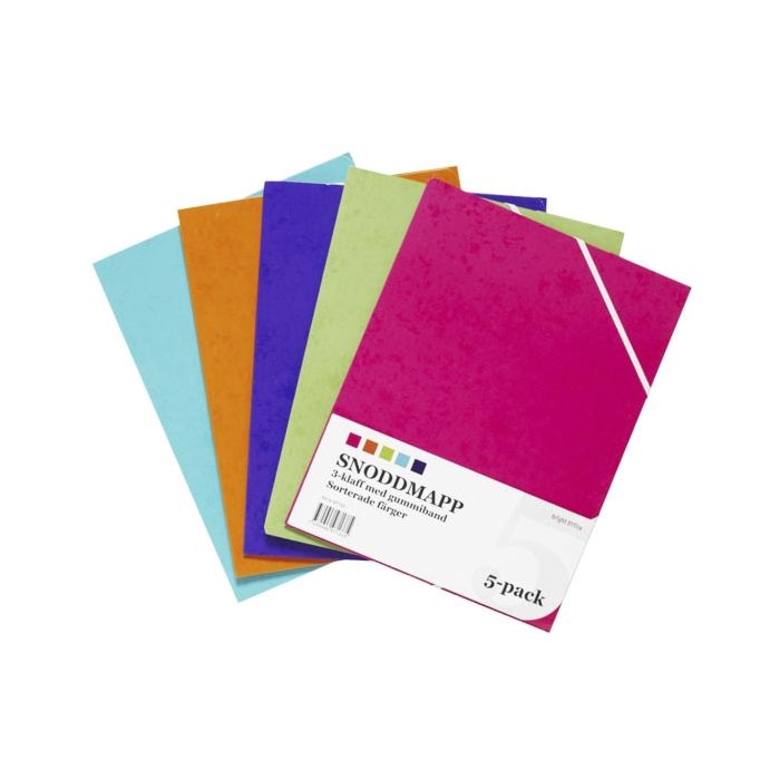 Gummibandsmapp A4 kartong 5-pack
