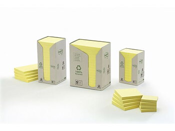 Notes POST-IT 100% recycled 76x76 gul 16/fp