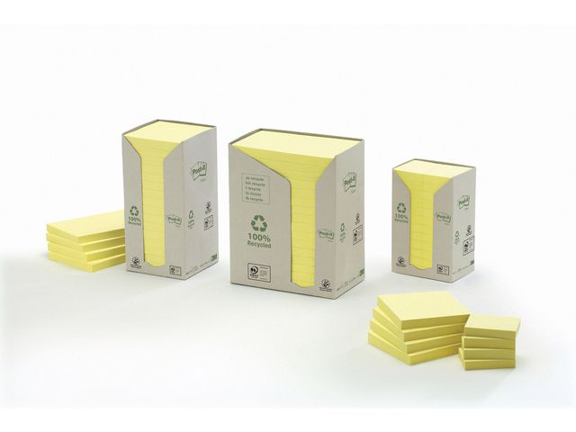 Notes POST-IT 100% recycled 127x76 Gul 16/fp - 2