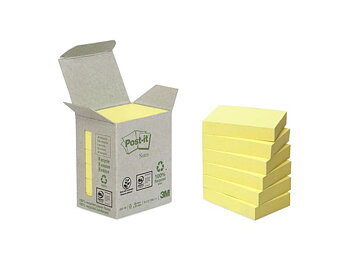 Notes POST-IT 100% recycled 38x51 gul 6/fp