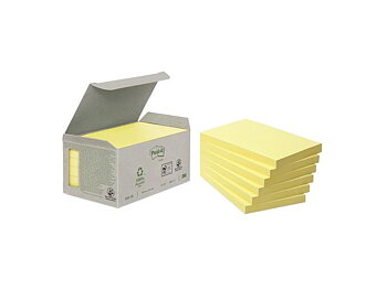 Notes POST-IT 100% recycled 127x76 mm gul 6/fp