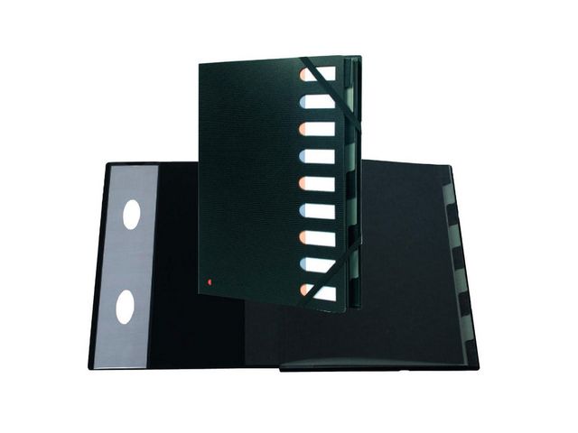 Sorteringsmapp Exactive 9-flik svart