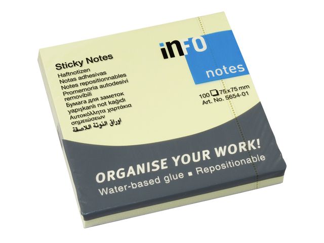 Notisblock  Infonotes 75x75mm gul 12/fp