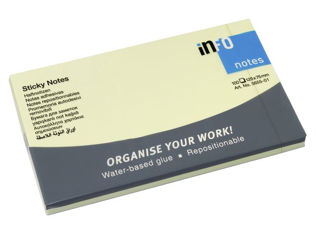 Notisblock Infonotes 75x125 mm gul 12/fp