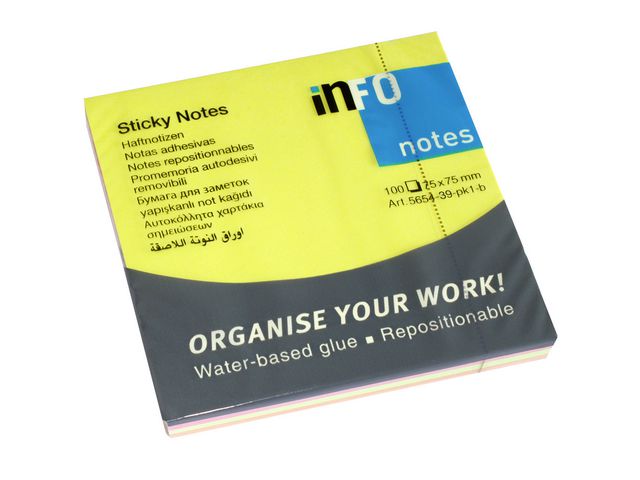 Notes INFO NOTES kub 75x75mm neon - 3