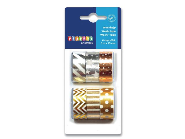 Washitape metallfärg 3mx15mm 6/fp
