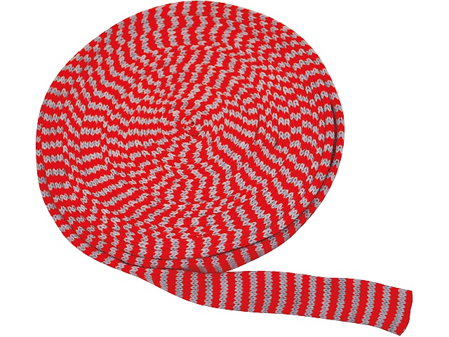 Tubstickad väv grå/röd bredd 4 cm,x 10 m