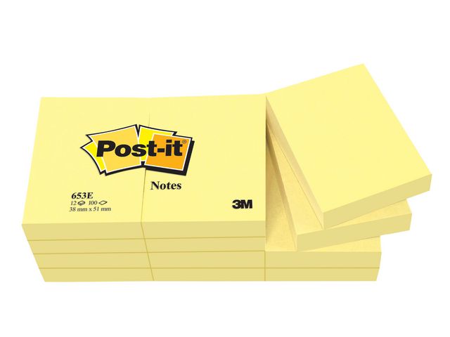 Notes POST-IT 38x51mm gul 12/fp
