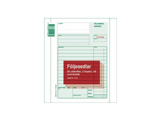 Blankett följesedel A5 3x50 bl num
