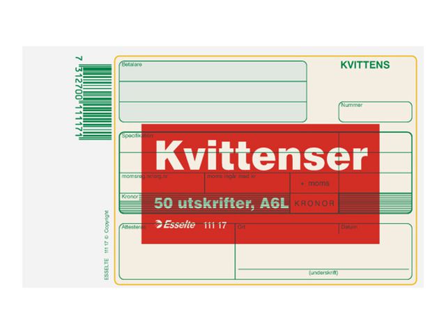 Blankett kvittens A6L 50 blad - 2