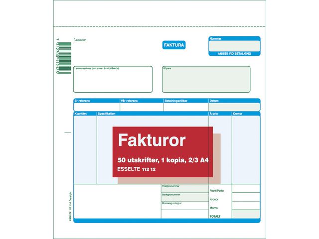 Blankett faktura 2/3 A4 2x50 blad - 2