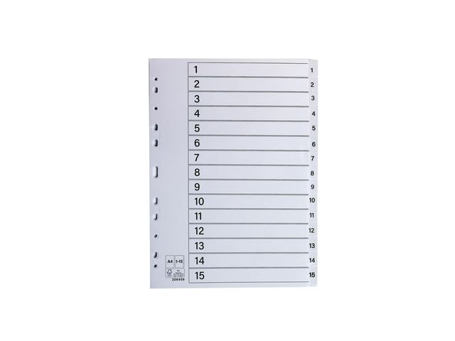 Register plastflik 1-15 ofärgad 10/FP