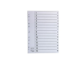 Register plastflik 1-15 ofärgad 10/FP