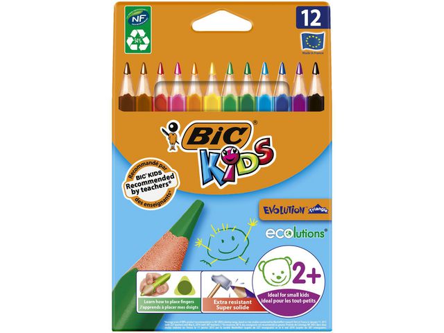 Färgpennor BIC Kids Evolution triangel 12/fp - 2
