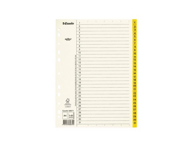 Pappregister Servo A4 1-31 gul