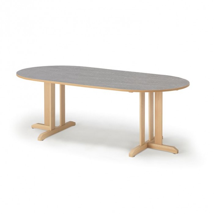 Bord Kupol Oval ljuddämpande 180x80cm ljusgrå - välj höjd
