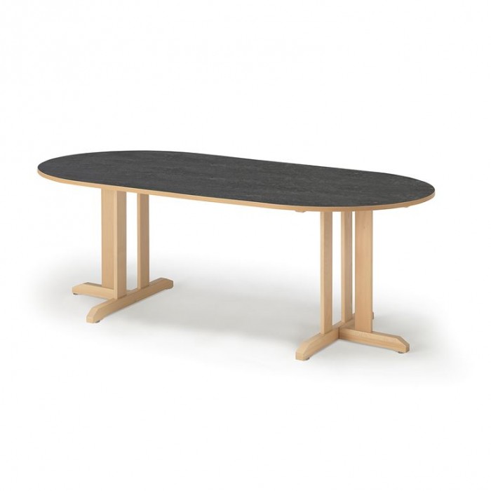 Bord Kupol Oval ljuddämpande 200x80cm grafitgrå - välj höjd