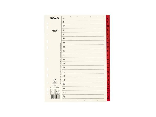 Pappregister Servo A4 A-Ö röd
