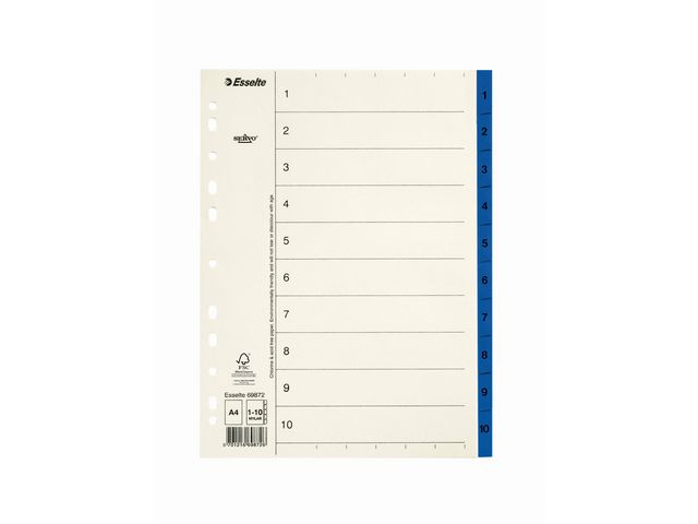 Pappregister Servo A4 1-10 blå 10/fp