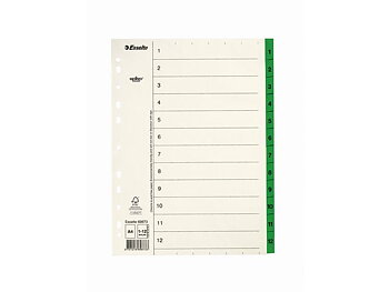 Pappregister Servo A4 1-12 grön 10/fp