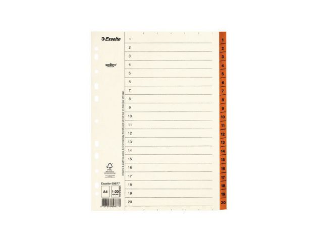 Pappregister Servo A4 1-20 brun 10/fp