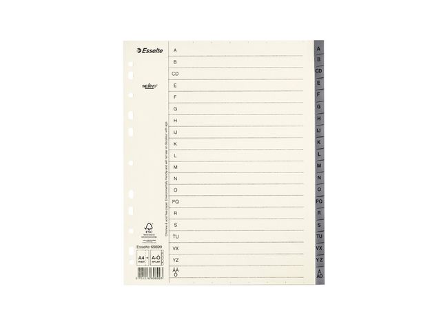 Pappregister System Servo A4+ A-Ö grå